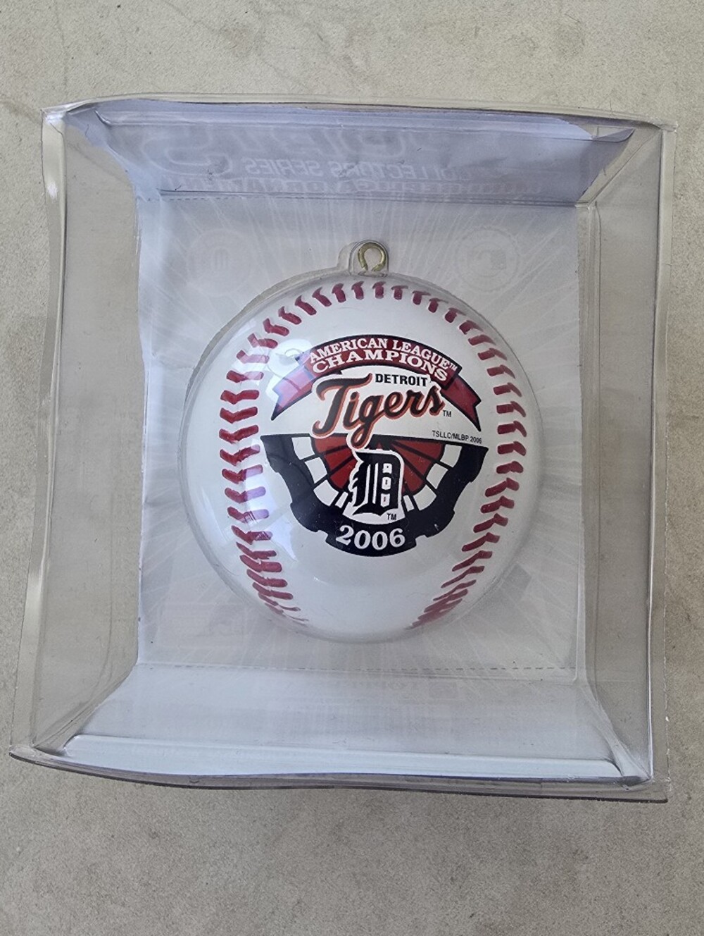 Detroit Tigers 2006 American League Champions Baseball Ornament - White/Red